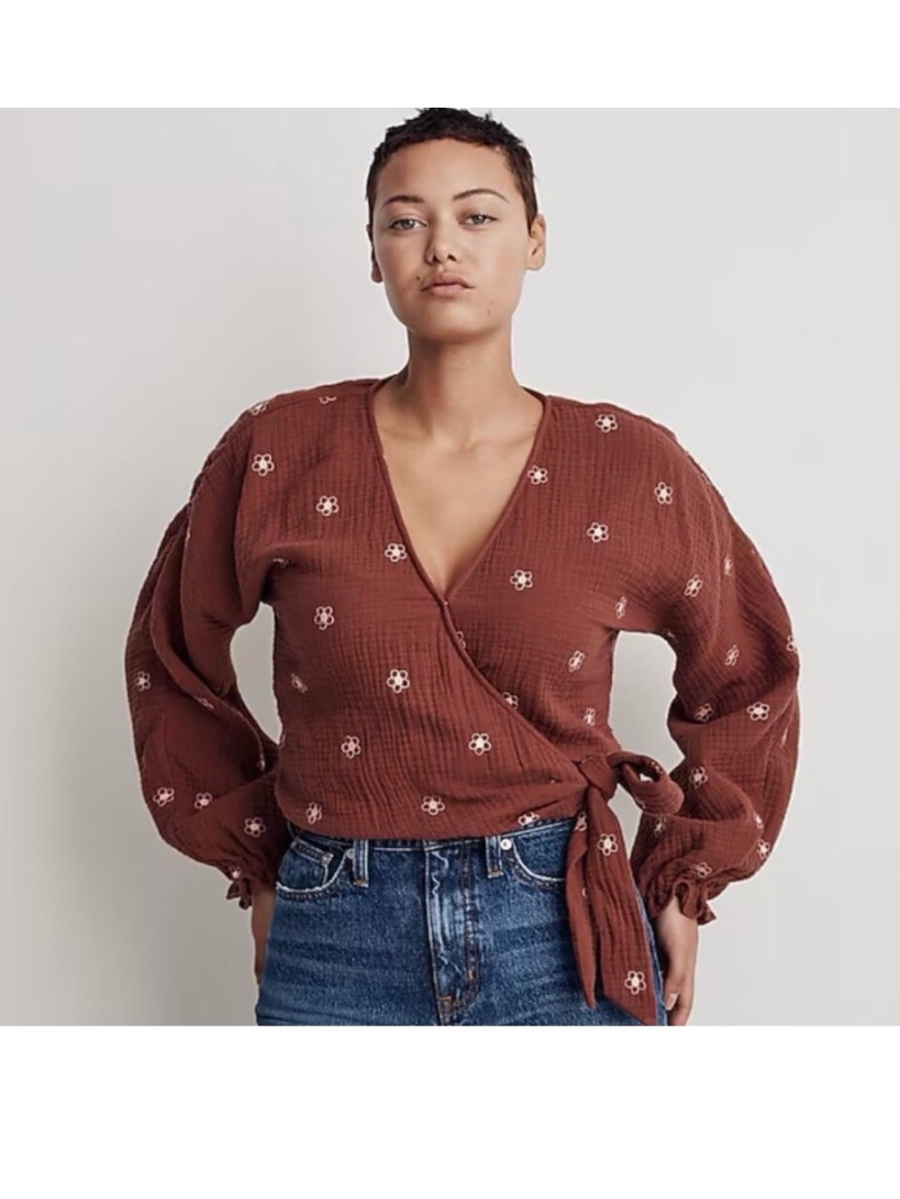 Madewell Lightspun Maira wrap top